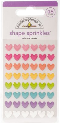 Doodlebug FAIRY TALES RAINBOW HEARTS Sprinkles Self Adhesive Enamel Shapes