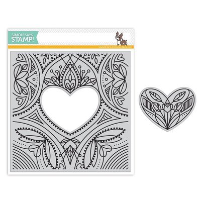 Simon Says Stamp CENTER CUT HEART Background Cling Stamp