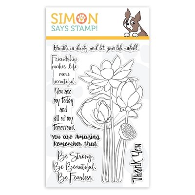 Simon Says Stamp SKETCH LOTUS FLOWERS Clear Stamp Set
