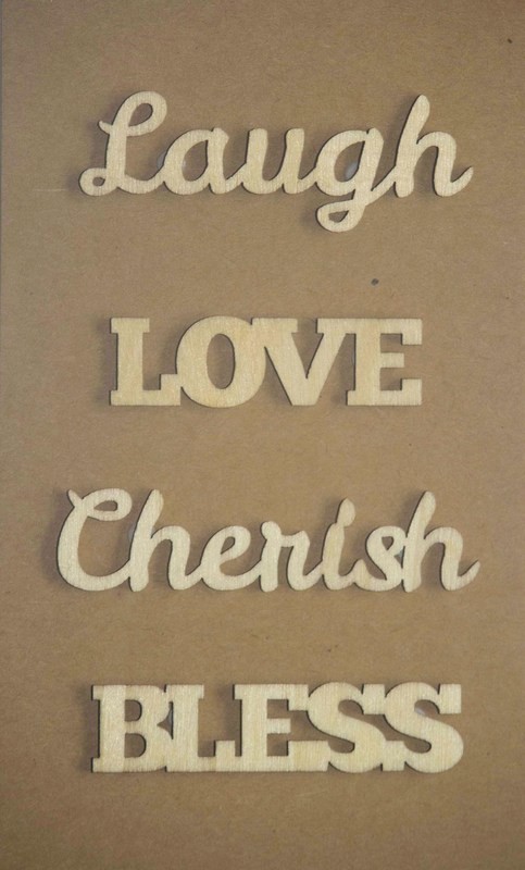 LAUGH LOVE Laser Cut Wood Veneer Words