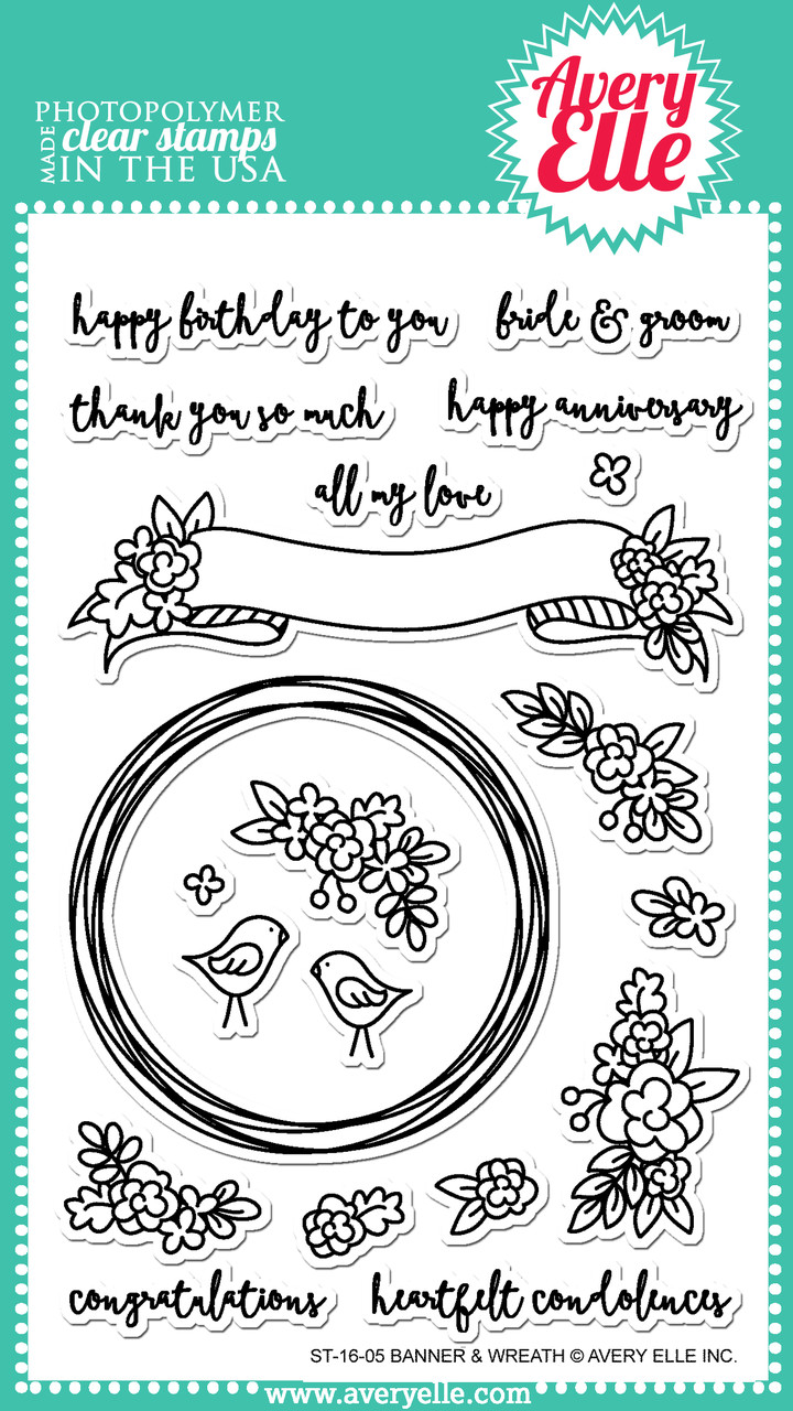 *Avery Elle BANNER & WREATH Clear Stamp Set
