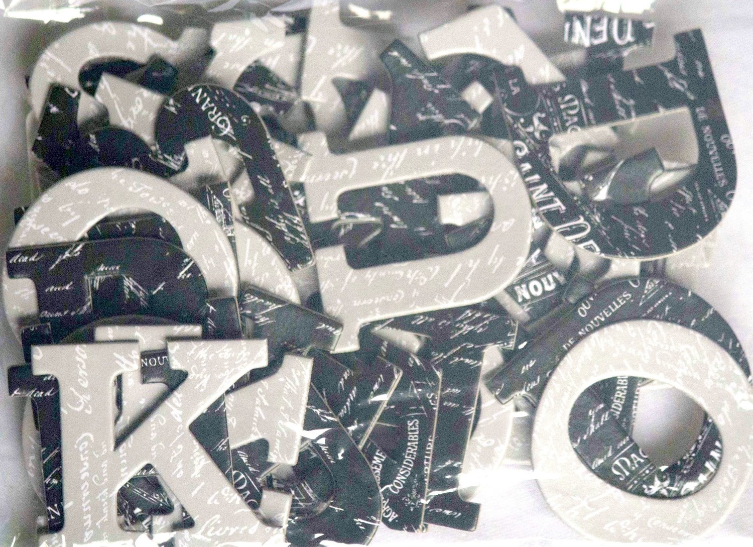 Printed Letters BLACK &amp; GREY Chipboard Letters
