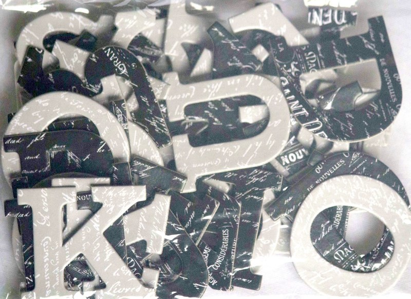Printed Letters BLACK &amp; GREY Chipboard Letters