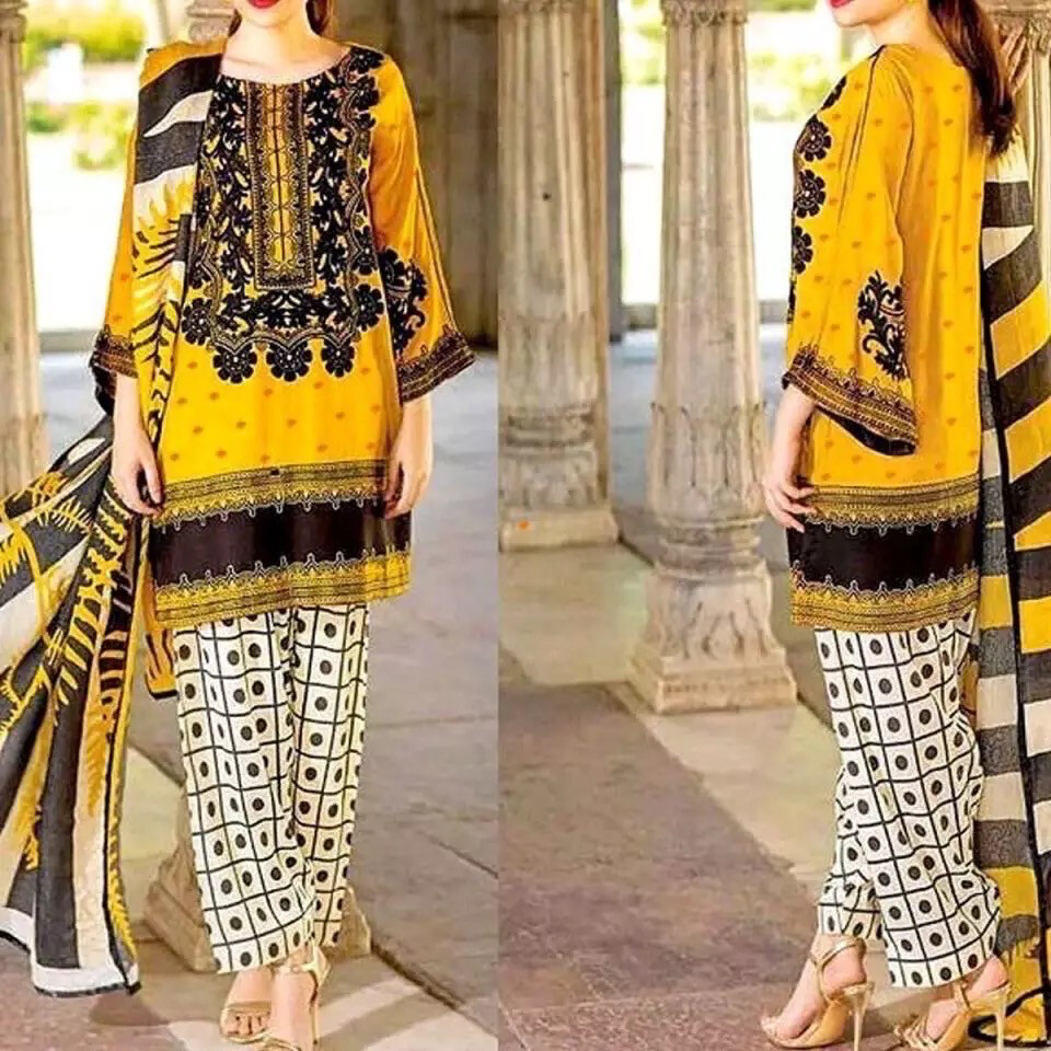 Yellow Embroidery Short Outfit