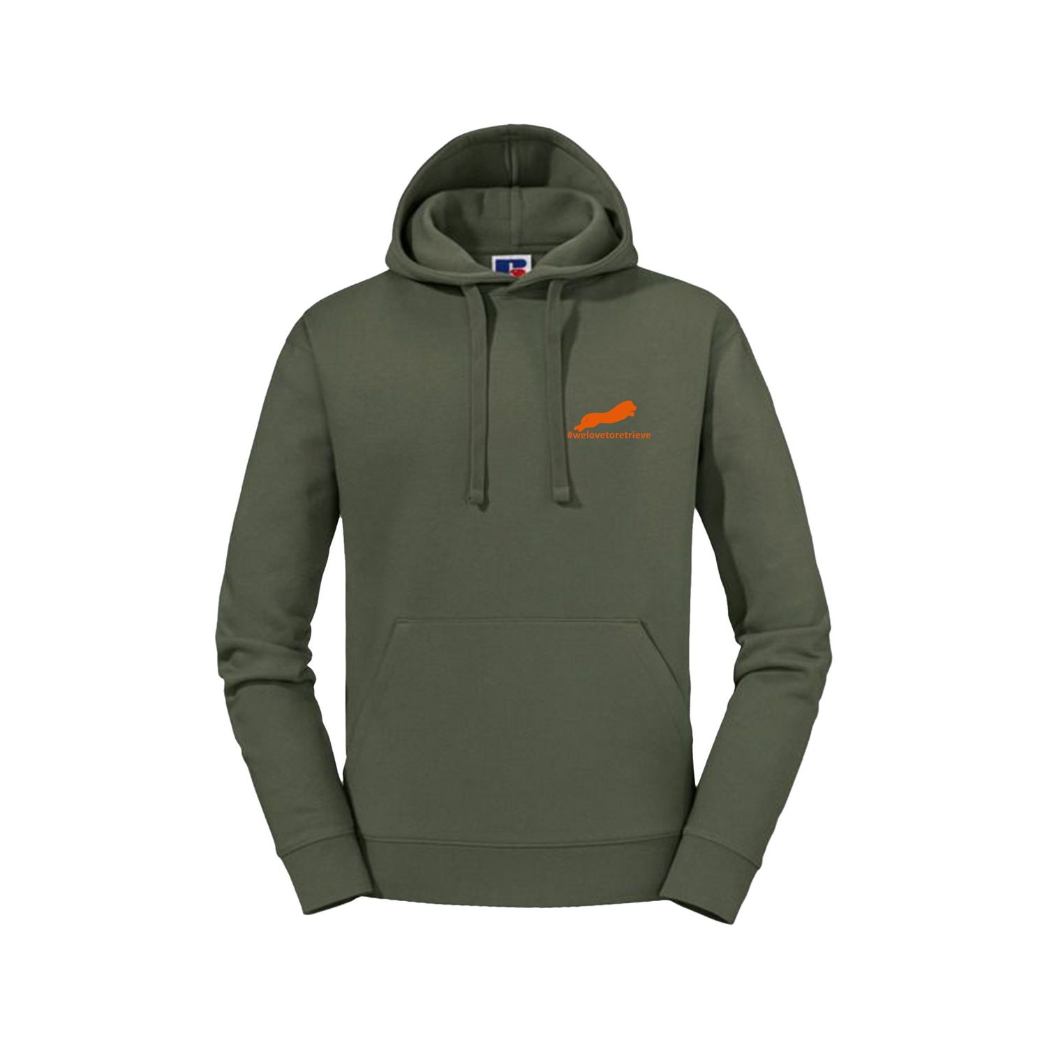 Hoodie "welovetoretrieve" Stickfarbe orange