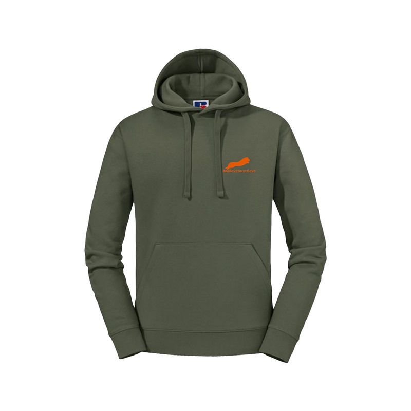Hoodie "welovetoretrieve" Stickfarbe orange