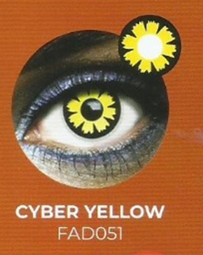 Lente contacto Halloween Cyber Yellow de reemplazo semanal . 2 unidades