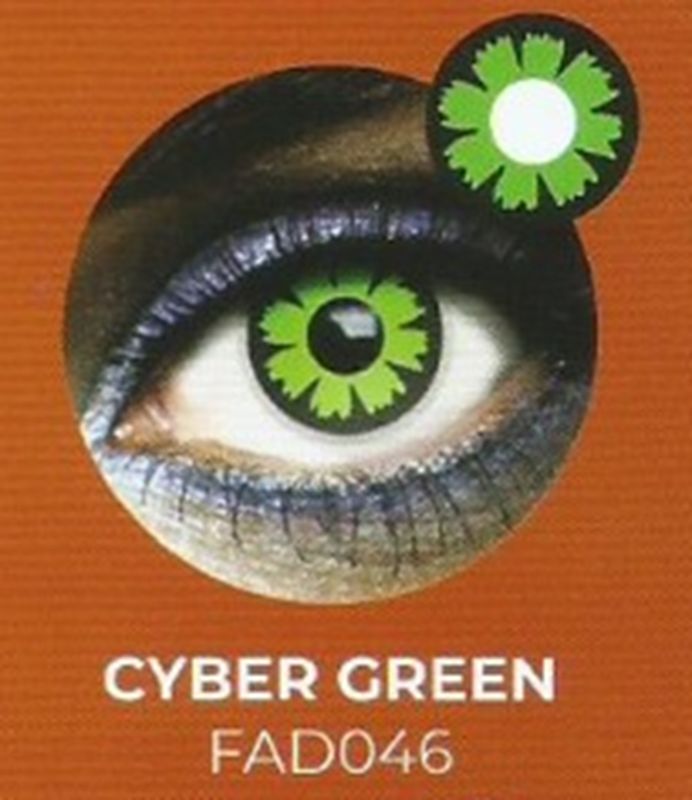 Lente contacto Halloween Cyber Green de reemplazo semanal . 2 unidades