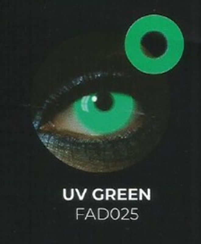 Lente contacto Halloween UV Green de reemplazo semanal . 2 unidades