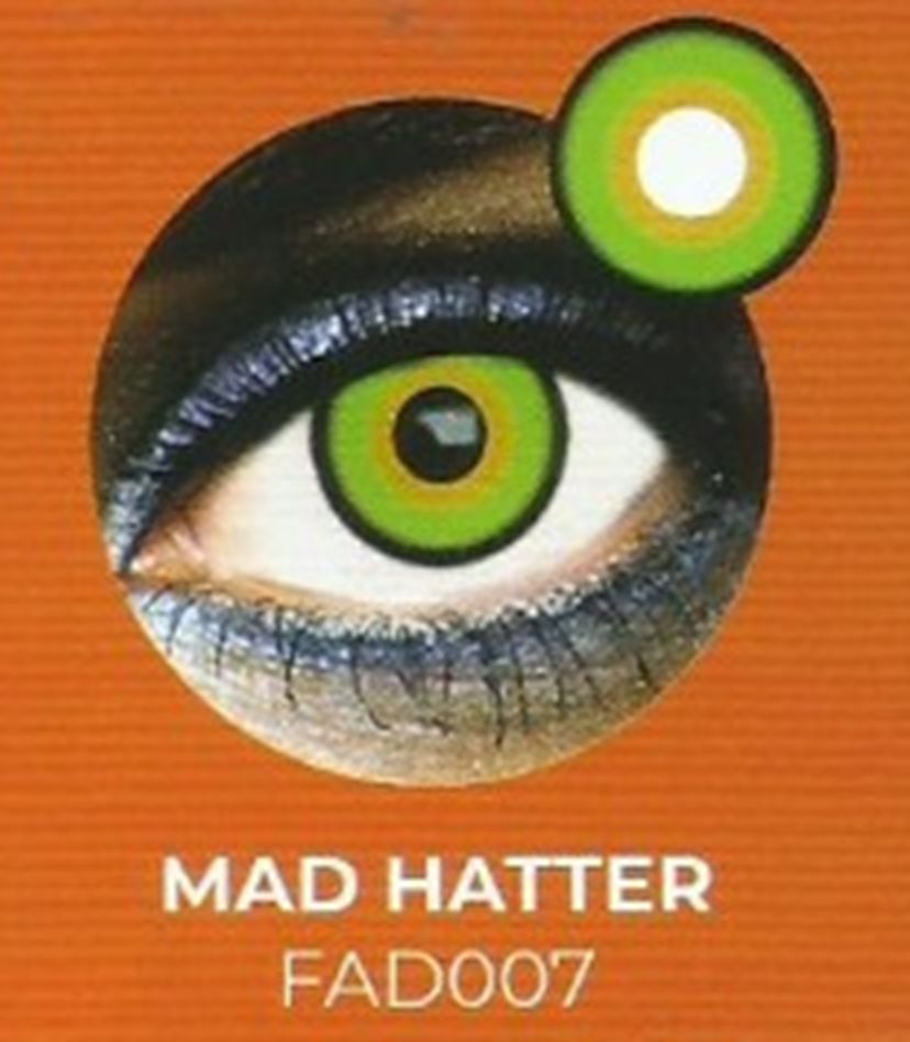 Lente contacto Halloween Mad Hatter de reemplazo semanal . 2 unidades