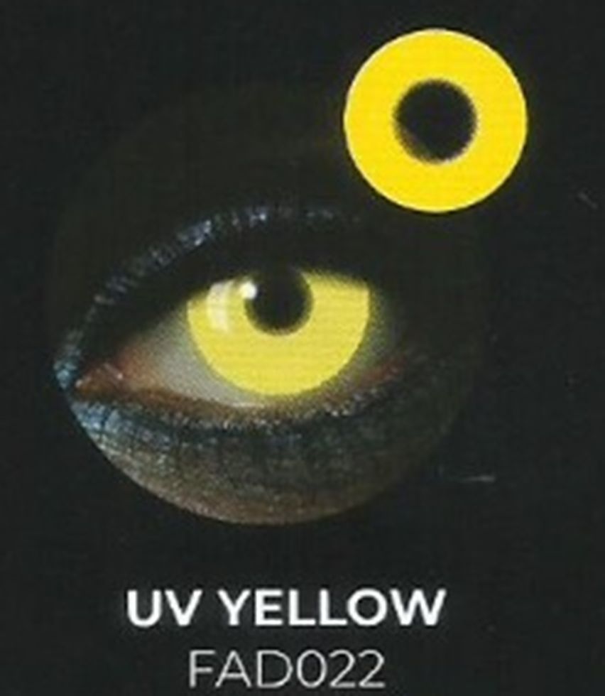 Lente contacto Halloween UV Yellow de reemplazo semanal . 2 unidades Lente contacto Halloween UV Yellow de reemplazo semanal . 2 unidades