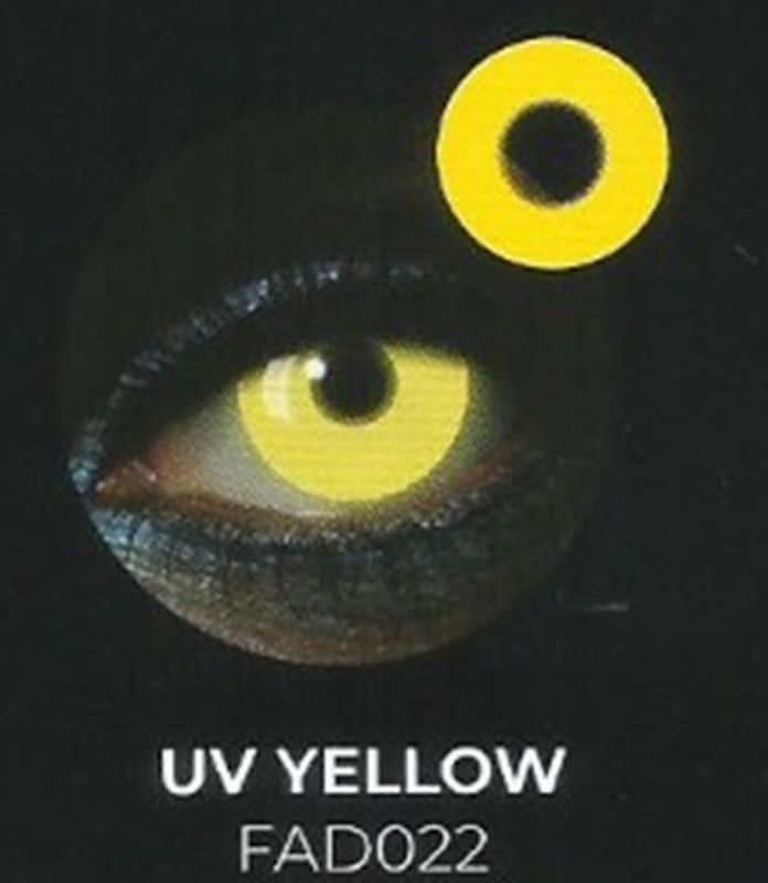 Lente contacto Halloween UV Yellow de reemplazo semanal . 2 unidades