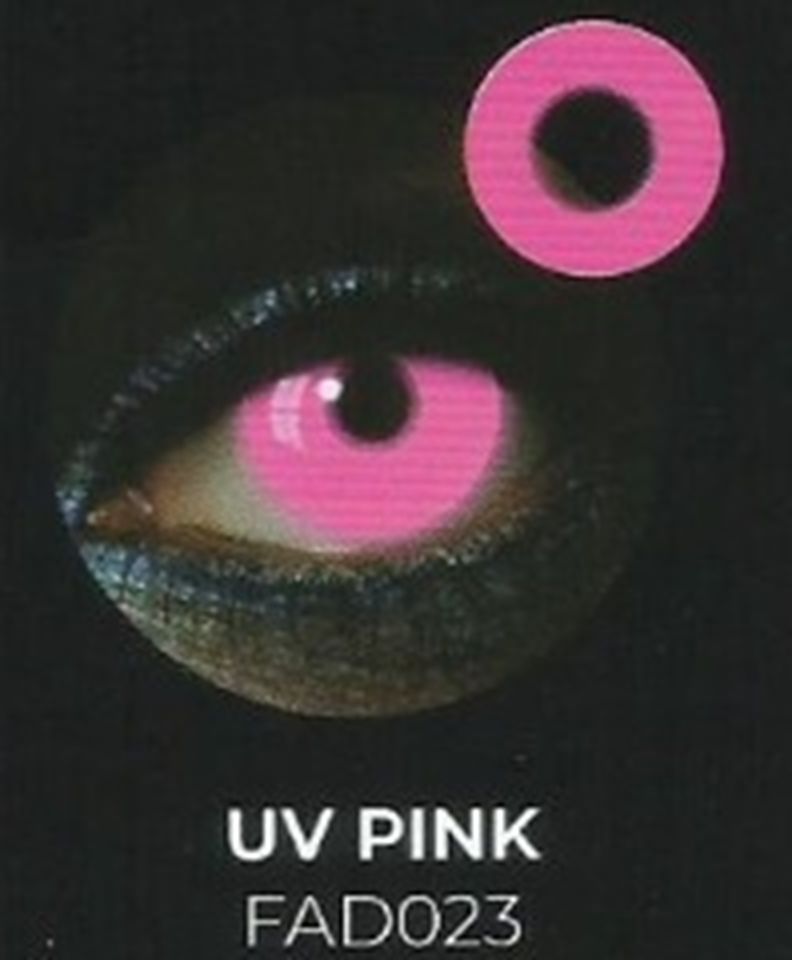 Lente contacto Halloween UV Pink de reemplazo semanal . 2 unidades