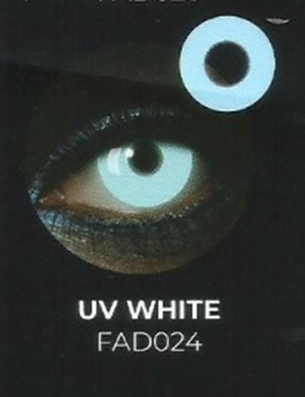 Lente contacto Halloween UV White de reemplazo semanal . 2 unidades