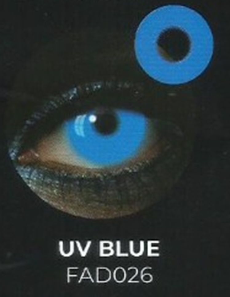 Lente contacto Halloween UV Blue de reemplazo semanal . 2 unidades
