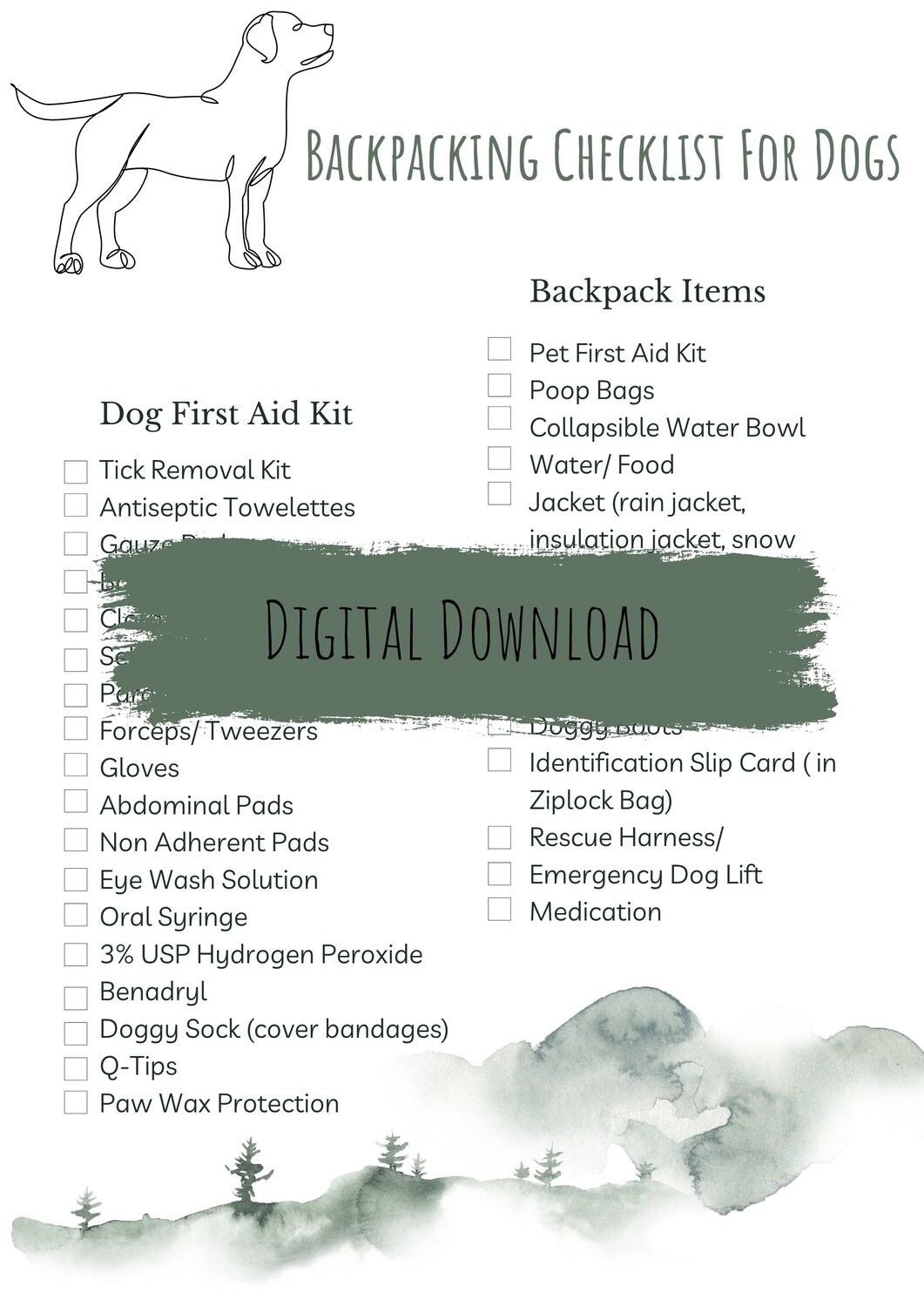 Doggy Backpacking List