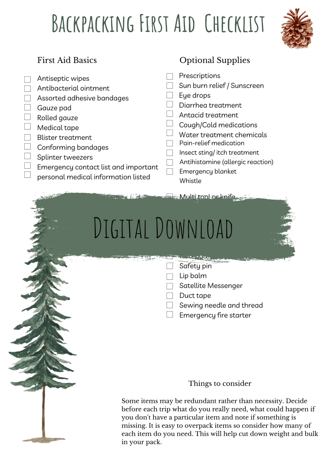 First Aid Checklist