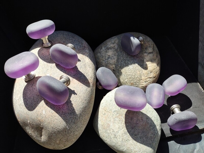 Set of ten rare amethyst colored glass cabinet knobs