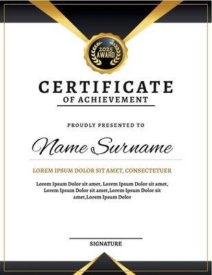 Certificat (simple) 5pcs