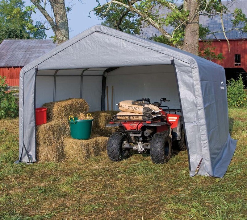 Garažni/skladiščni šotor 13,7 m² - 3,7 x 3,7 x 2,6 m - SIVA