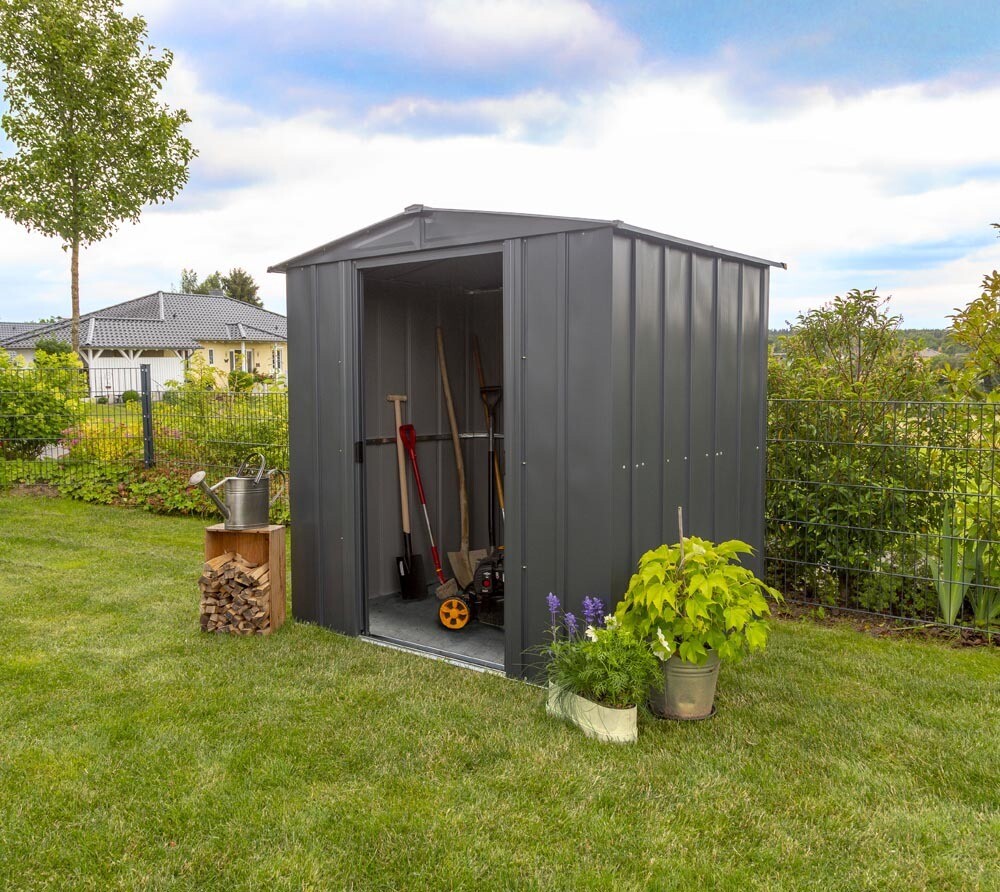 Kovinska vrtna hiška-uta-lopa 2,9 m² - 1,51m x 1,95m - TEMNO SIVA