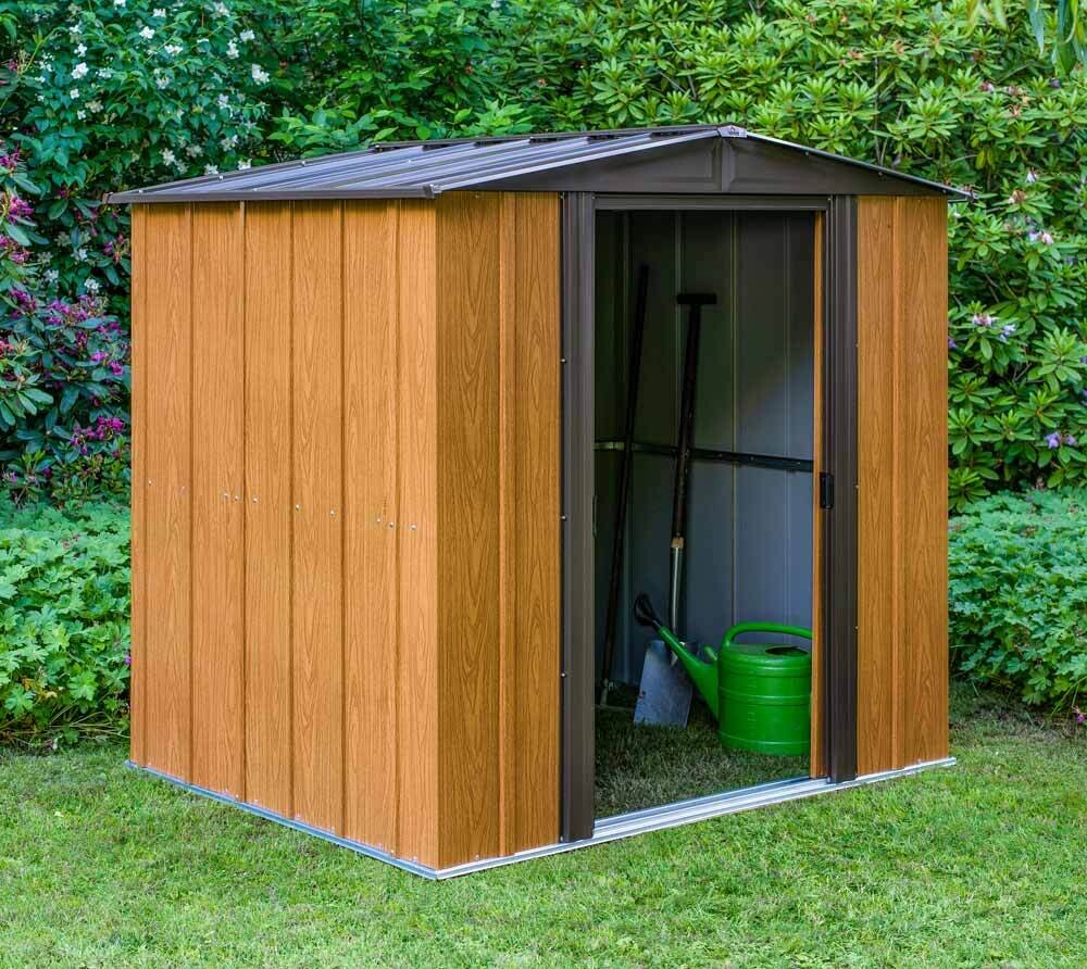 Kovinska hiška-uta-lopa 2,9 m² - 1,51m x 1,94m - RJAVA-VIDEZ LESA