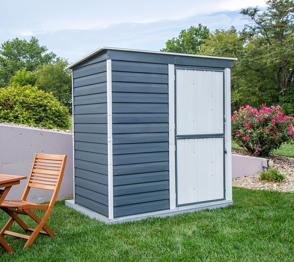 Kovinska vrtna hiška-uta-lopa 2,35 m² - 1,16m x 2,03m - SIVO-BELA