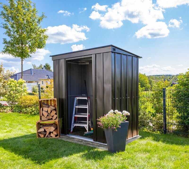 Kovinska vrtna hiška-uta-lopa 3,02 m² - 1,19m x 2,54m - ČRNA