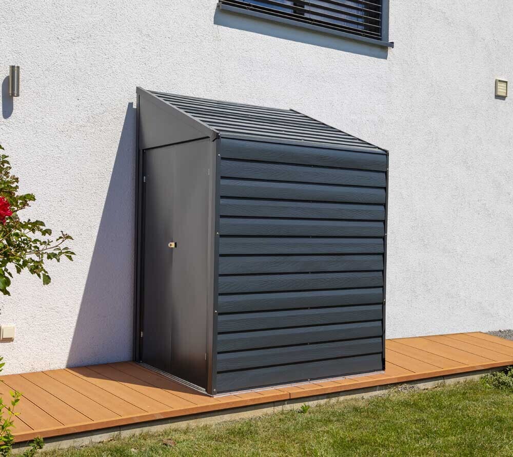Kovinska vrtna hiška-lopa-uta 2,5 m² - 1,24m x 2,03m - postavitev ob steno - TEMNO SIVA