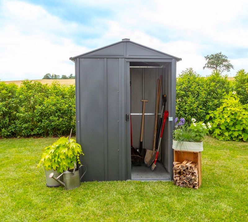 Kovinska vrtna hiška-uta-lopa 1,8 m² - 1,22m x 1,51m - TEMNO SIVA