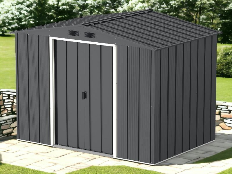 Kovinska vrtna hiška-uta-lopa 4,77 m² - 2,62m x 1,82m - TEMNO SIVA