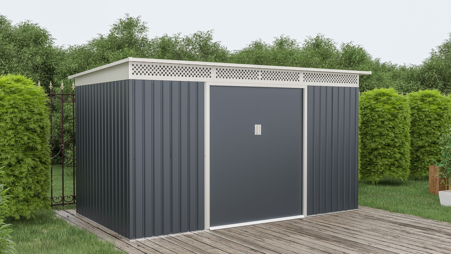 Vrtna kovinska hiška-uta-lopa 7,0 m² - 3,4 m x 2,06 m – ANTRAZIT