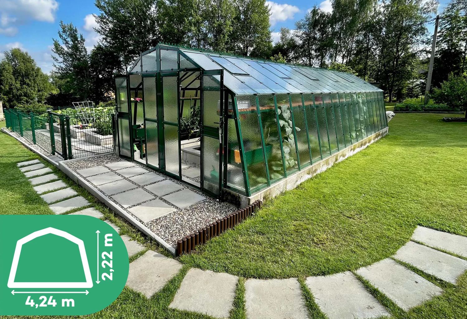 LIMES rastlinjak PRIMUS M - steklo 4mm - širina 4,24m