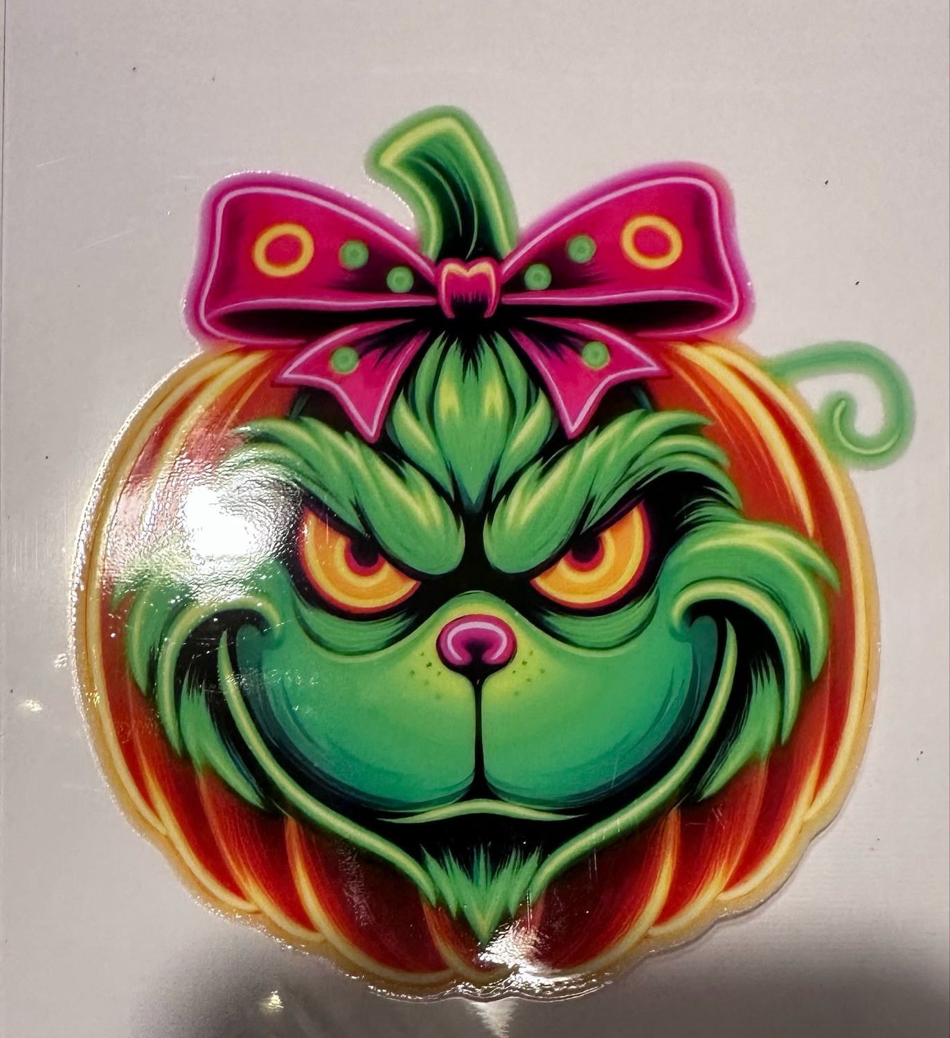 Grinch Pink Bow Decal