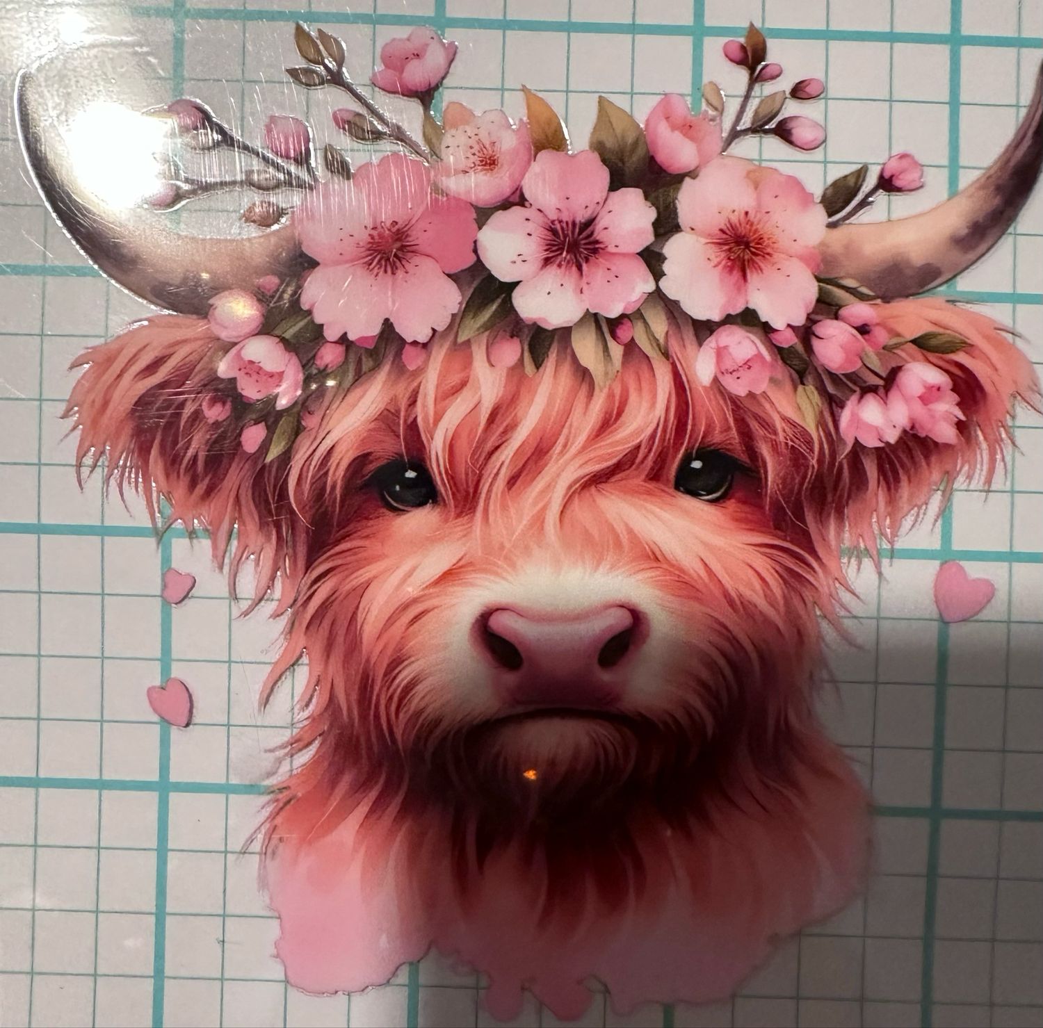 Cow With Pink Flowers