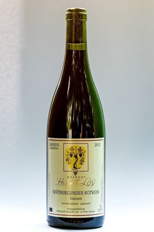 2012er Spätburgunder Rotwein Kabinett halbtrocken (noch ca. 80 Flaschen vorrätig) 2012er Spätburgunder Rotwein Kabinett halbtrocken (noch ca. 80 Flaschen vorrätig)