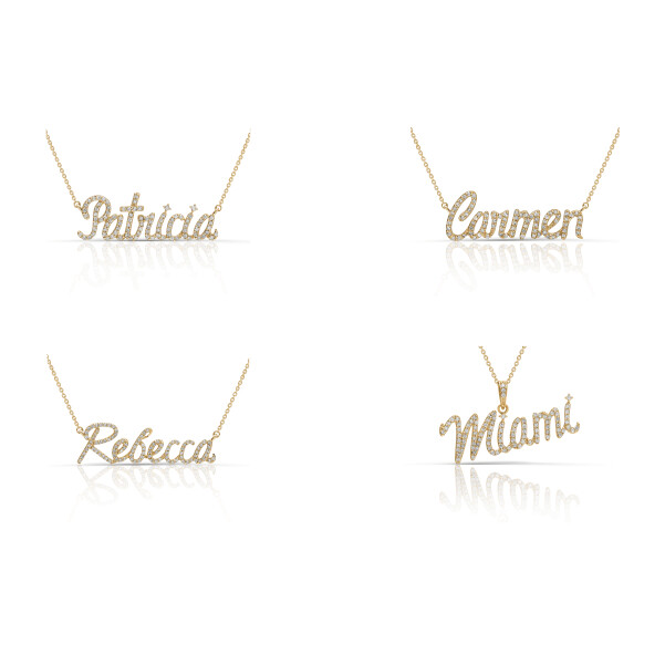 Diamond Name Plate in 14k Gold