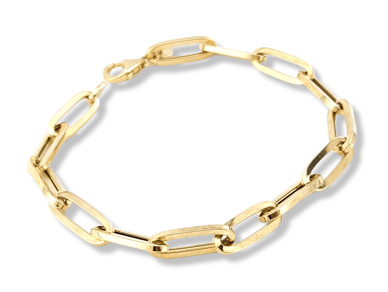Paper Clip Chain Bracelet 14k Gold