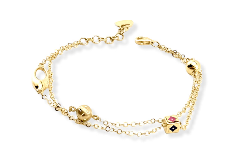 Double chain bracelet in 14k gold