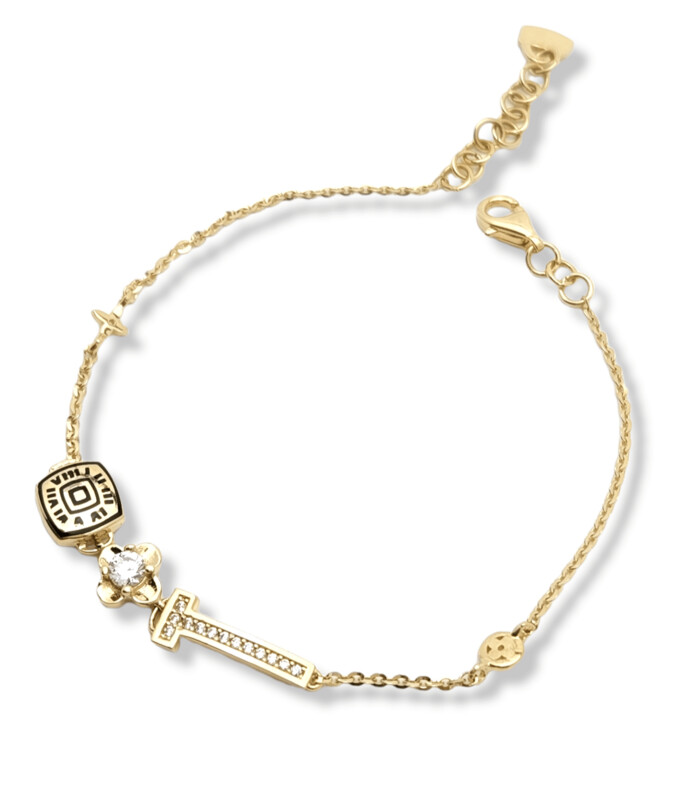 Modern Bead Link Bracelet in 14k Gold
