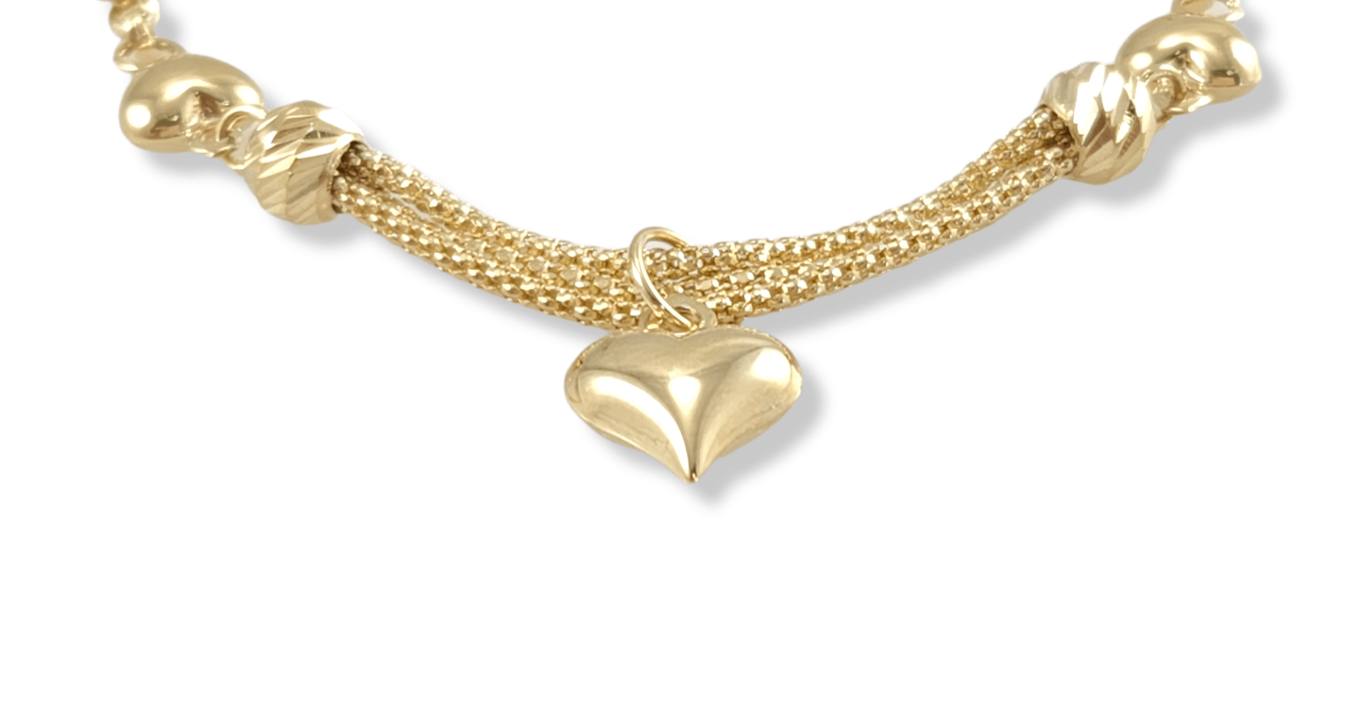 14k gold Heart drop Charm Bracelet 1