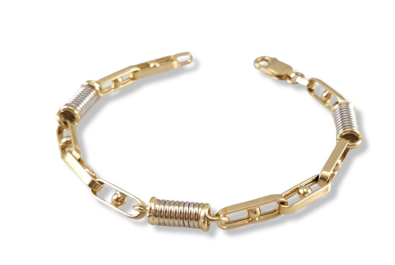 Paperclip Bracelet 14K Yellow and White Gold 7.5"
