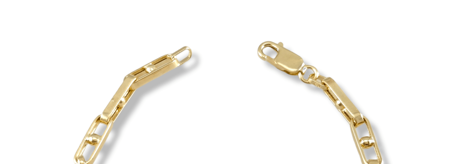 Paperclip Bracelet 14K Yellow and White Gold 7.5