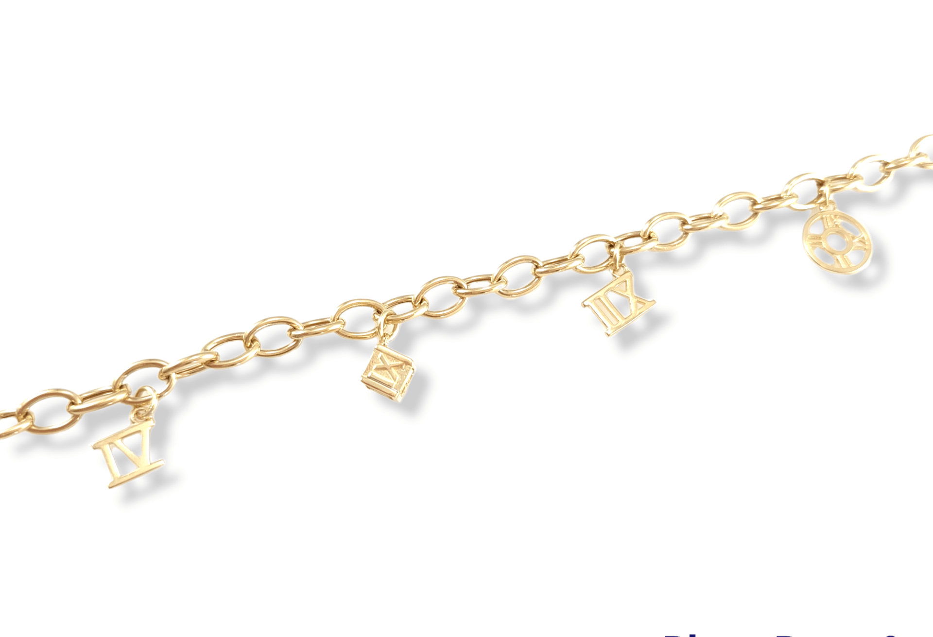Cut-Out Roman Numeral Hollow Chain Bracelet in 14k Gold 8