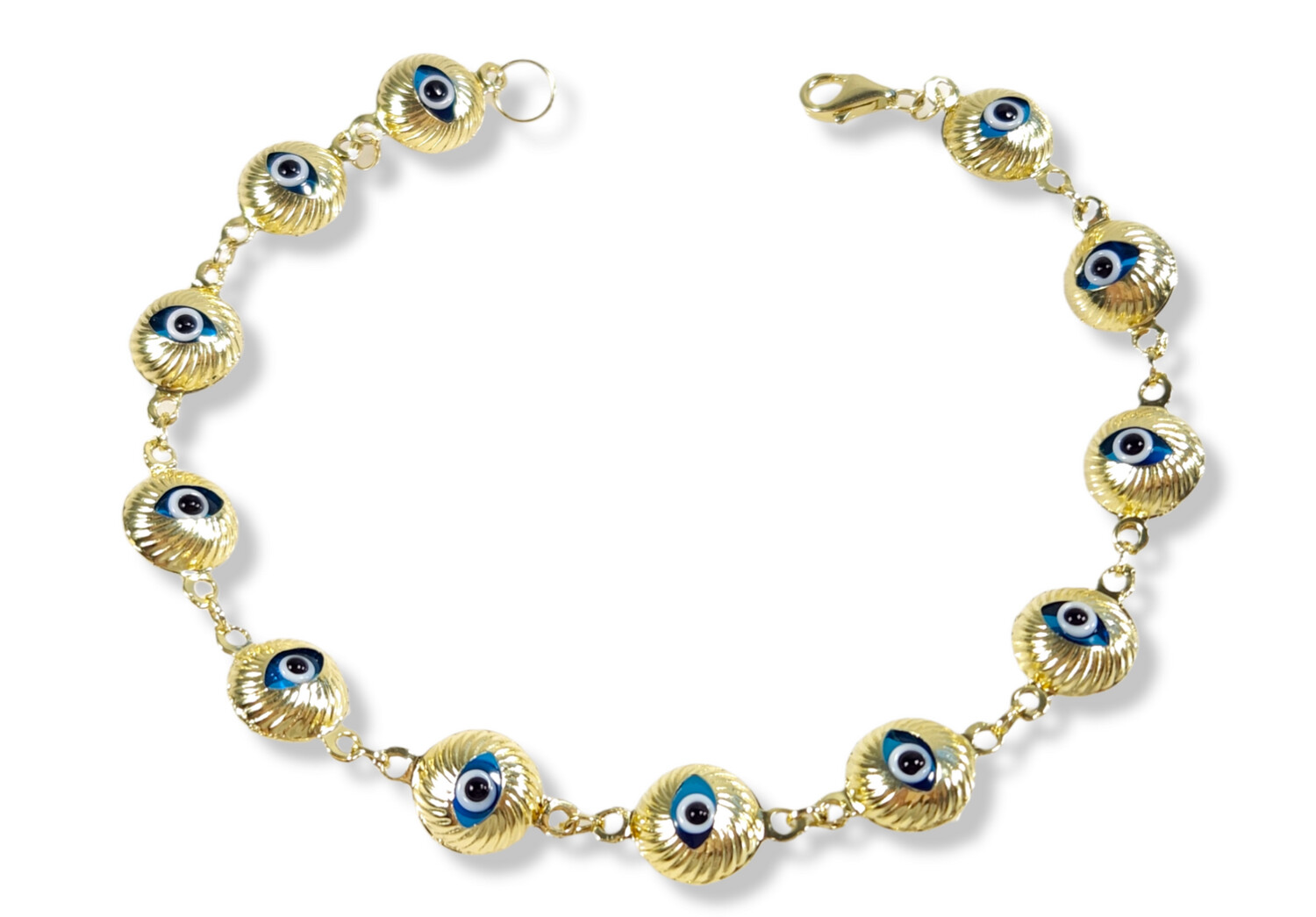 Evil Eye Bracelet 14k yellow Gold 8"