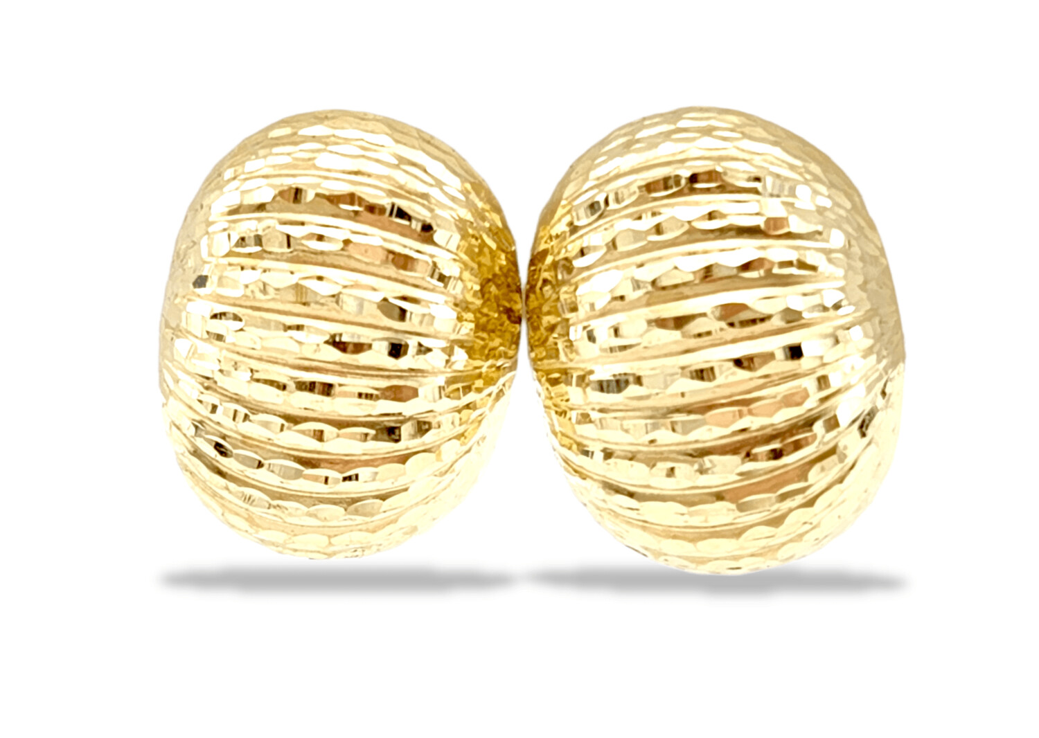 Diamond-Cut Dome Stud Earrings in 14K Gold