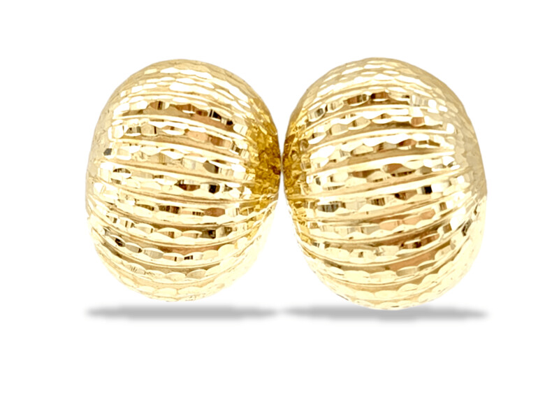 Diamond-Cut Dome Stud Earrings in 14K Gold