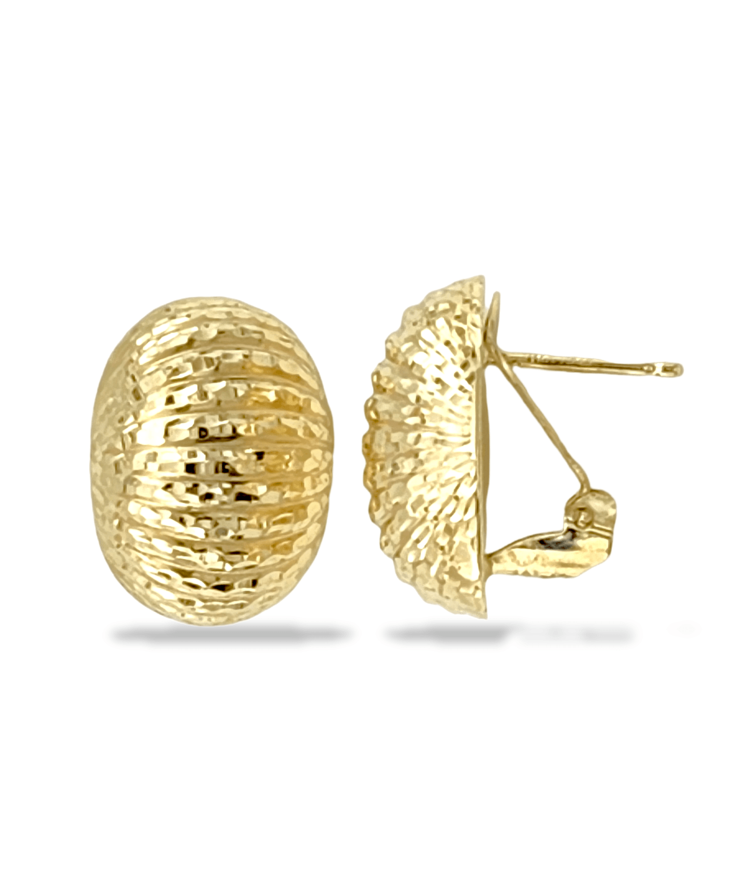 Diamond-Cut Dome Stud Earrings in 14K Gold