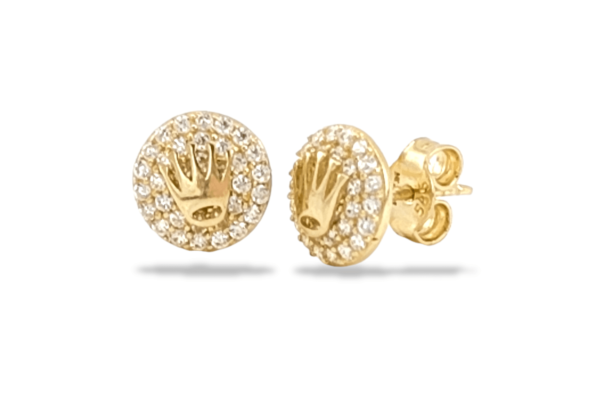 Crown Stud Earrings in 14k Gold 1