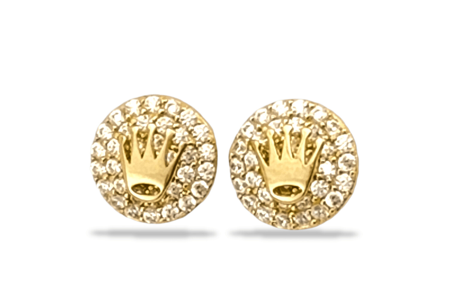 Crown Stud Earrings in 14k Gold 1